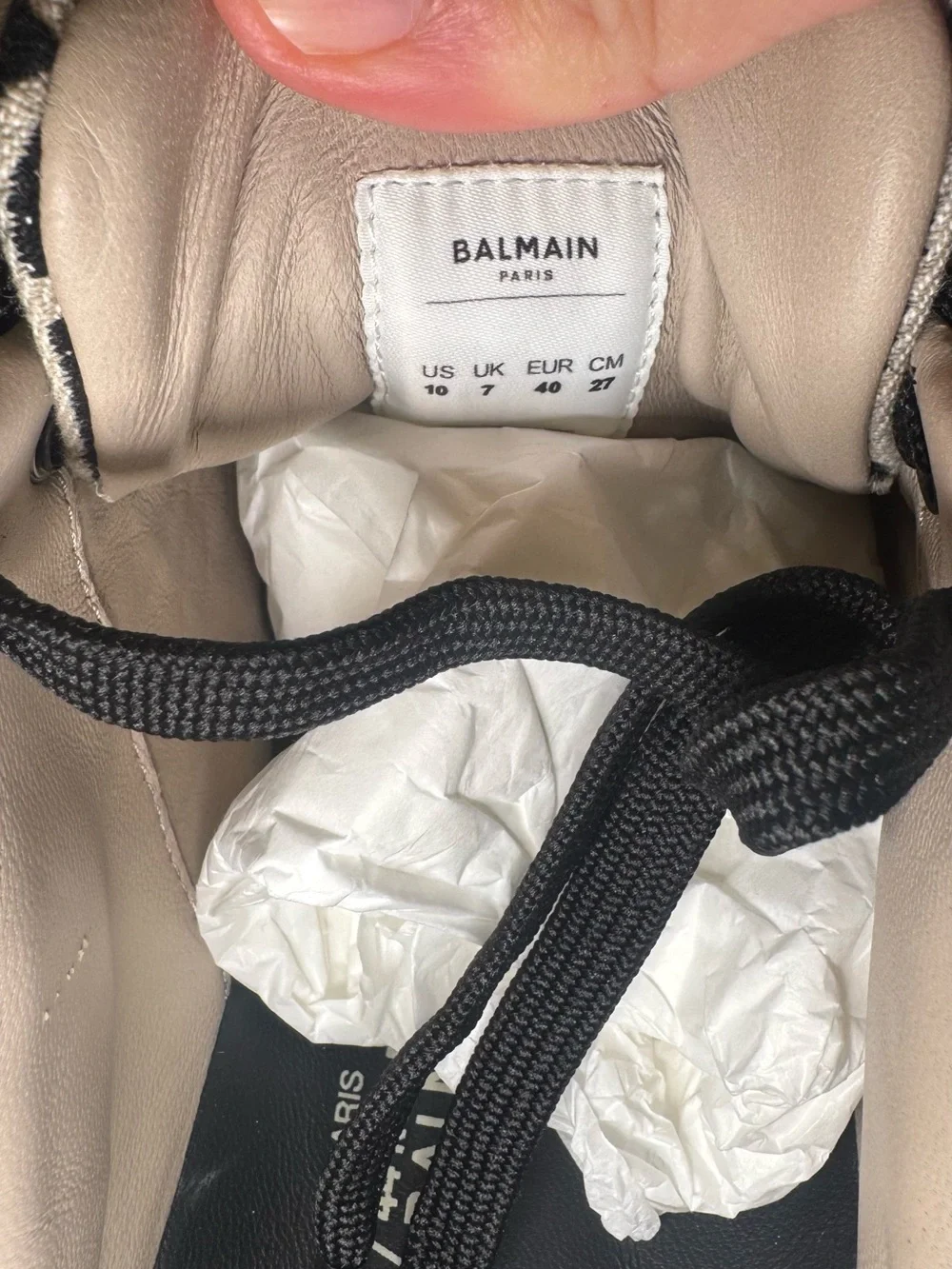 Balmain Monogram B-Court Jacquard Logo Black White Sneakers